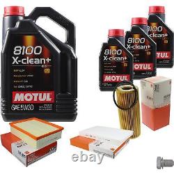 Mahle Inspection Set 8 L Motul 8100 X-Clean + 5W-30 for Audi A4 Avant 3.2