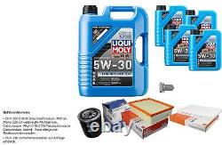 Mahle Inspection Set 9 L Liqui Moly Long Life 5W-30 for Audi A4 Cabriolet 2.4