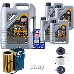 Mahle Inspection Set 9 L Liqui Moly Top Tec 6200 0W-20 for Audi A5 3.0 Tdi