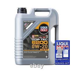 Mahle Inspection Set 9 L Liqui Moly Top Tec 6200 0W-20 for Audi A5 3.0 Tdi