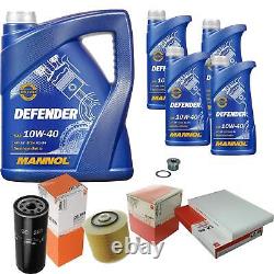 Mahle Inspection Set 9 L Mannol Defender 10W-40 for Audi A6 Avant 4.2