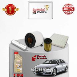 Maintenance Set: 4 Filters and Oil for Audi A4 V 2.0 D 100KW 136CV from 2015 Onwards