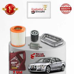 Maintenance kit: 4 filters and oil for Audi A8 4E 3.0 162KW 220HP from 2003-2010
