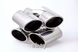 Stainless Steel Exhaust Tip Kit in 2x90x120mm Mercedes Optic ABE / Eg 2x