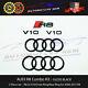 Audi R8 Emblème Noir Brillant Capot Tronc Anneau V10 Logo Badge Kit Set