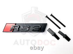 Audi Rs3 Gloss Black SET KIT d'anneaux avant Badge Grille Couvercle de