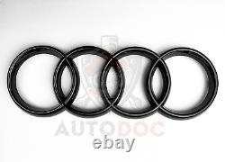 Audi Rs4 Gloss Black SET KIT d'anneaux avant Badge Grille Couvercle de