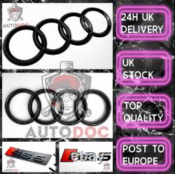 Audi Rs5 Gloss Black SET KIT d'anneaux avant Badge Grille Boot Lid Trunk Emblem