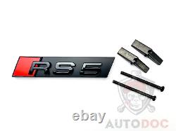 Audi Rs5 Gloss Black SET KIT d'anneaux avant Badge Grille Couvercle de
