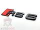 Audi Rs6 Gloss Black Set Kit D'anneaux Avant Badge Grille Couvercle De