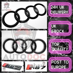 Audi Rs7 Gloss Black SET KIT d'anneaux avant Badge Grille Boot Lid Trunk Emblem