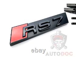 Audi Rs7 Noir Brillant Set Kit de front Anneaux Badge Calandre Coffre Couvercle De Coffre Emblème