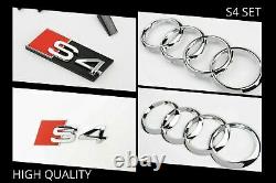 Audi S4 Chrome SET KIT d'anneaux avant Badge Grille couvercle de coffre emblème