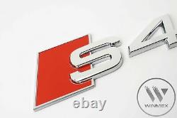 Audi S4 Chrome Set Kit de front Anneaux Badge Calandre Coffre Couvercle De Coffre Emblème