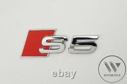 Audi S5 Chrome Set Kit de front Anneaux Badge Calandre Coffre Couvercle De Coffre Emblème