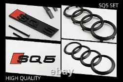 Audi SQ5 Matt Black SET KIT d'anneaux avant Badge Grille Couvercle de