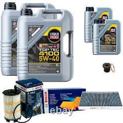 Bosch Inspection Set 12 L Liqui Moly Top Tec 4100 5W-40 pour Audi A4 avant De