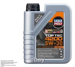 Mahle Inspection Set 9L Huile Liqui Moly 5W-30 Top Tec 4200 pour Audi A6 2.4